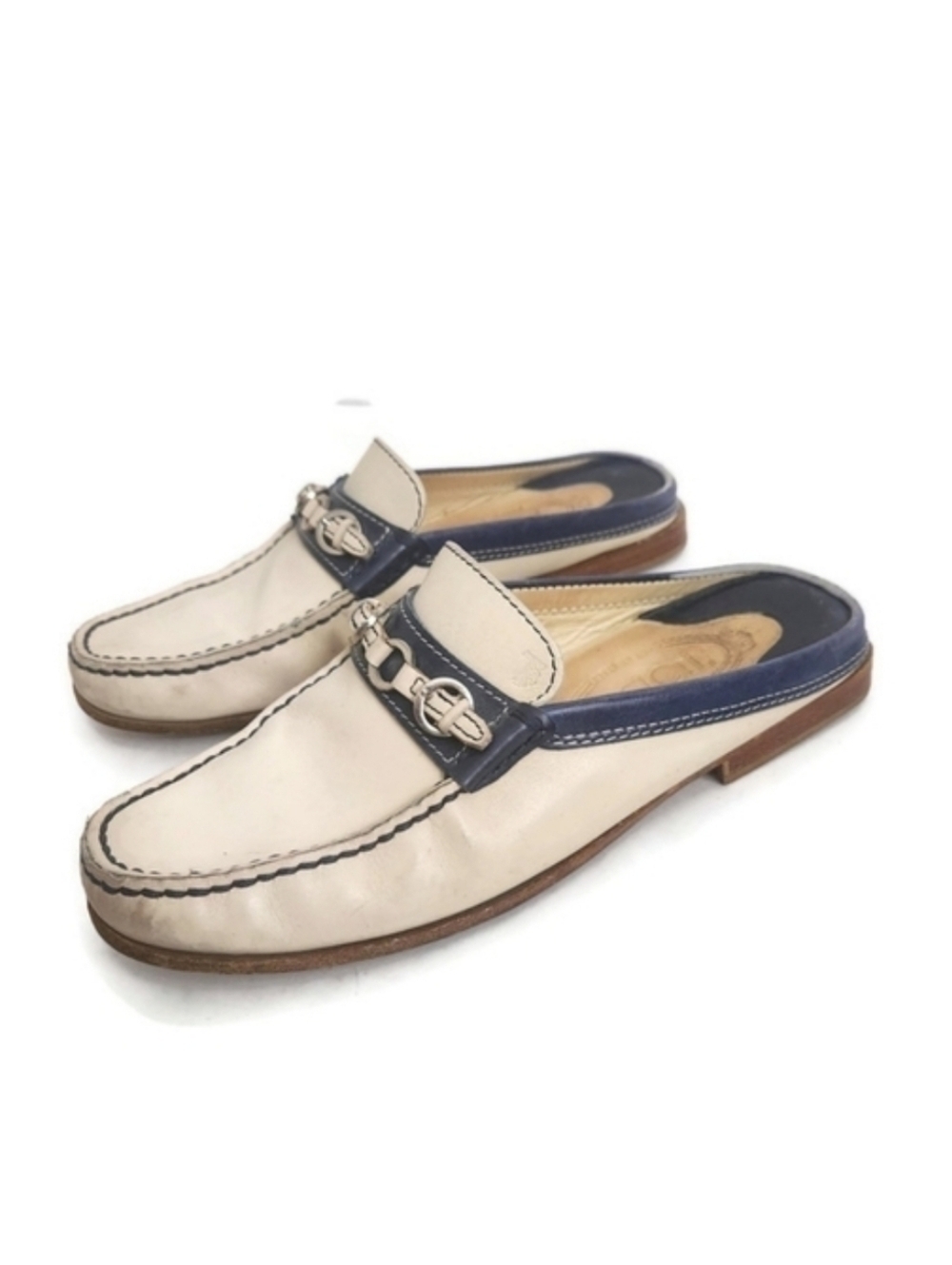 TOD'S | Leather mules navy cream sz 35